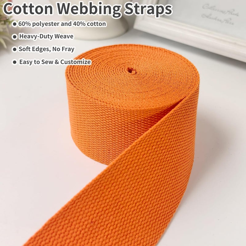 Evora 2 inch Cotton Webbing Braid Handles Bag Strap 15ft High Density Webbing Plain Weave Straps for Cloth Tote Bag, Pet Collars, DIY Projects, Crafts, Outdoor Accessories (Orange 544) - Image 4